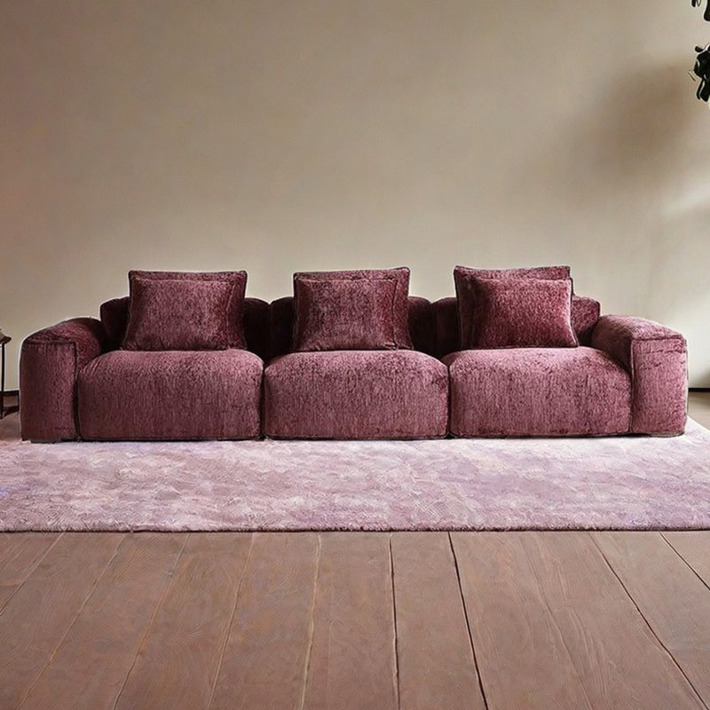 Tofu block straight fabric sofa modern and simple, 6, 37.4" H x 141.73" W x 42.51" D
