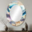 Glace bleue et mauve, aquarelle, fleur II - miroir décoratif ovale floral sur métal-48444018