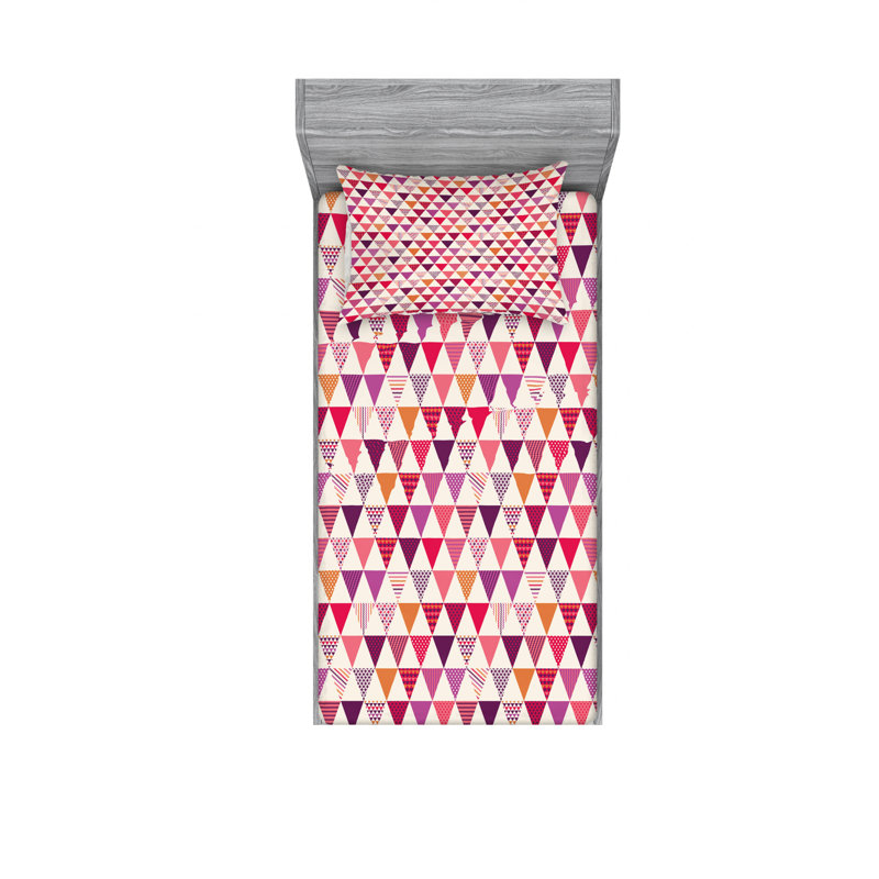 Microfiber Geometric Sheet Set, Twin Sheet Set with Fitted Sheet, Geometric