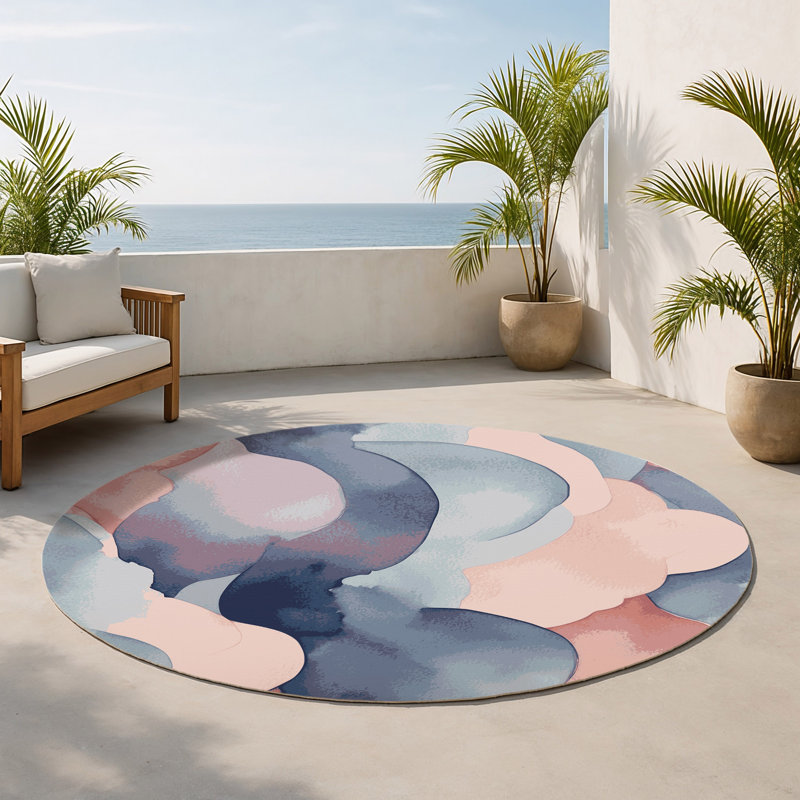 Tapis intérieur et extérieur Dewy Waves, Rond 5 pi