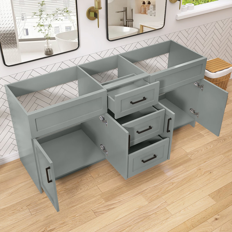 Armoire de salle de bain autoportante sans base 72 po x P 21,5 po x H 33,5 po, Gris