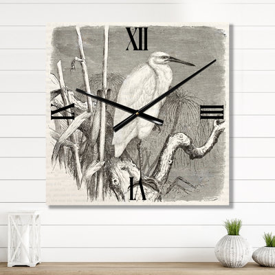 Little Egret Bird - Farmhouse Wall Clock