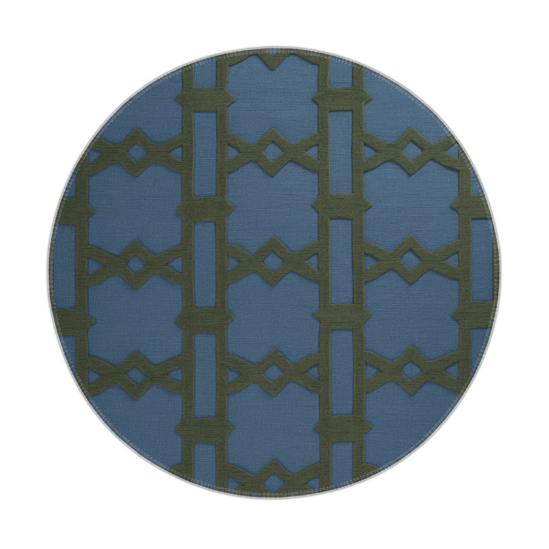 Tapis bleu intérieur et extérieur Trellis, Rond 5 pi