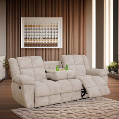 Veloria Manual Stripe Fabric Living Room Intelligent Recliner Sofa by Latitude Run