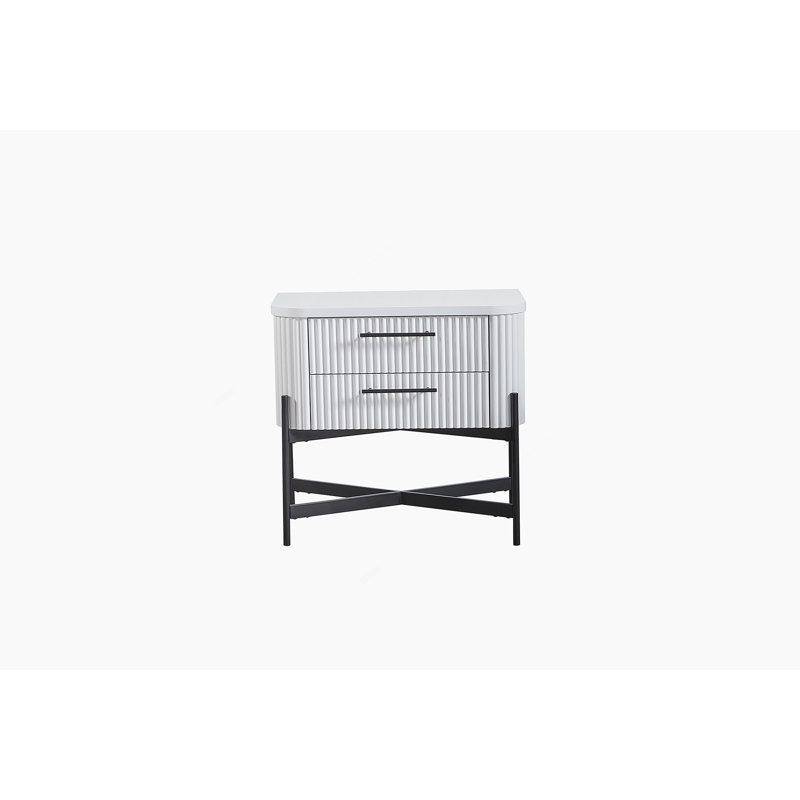 Two-Drawer Nightstand With USB Type C Charging, Ideal For Bedroom Organization And Convenient Device Charging