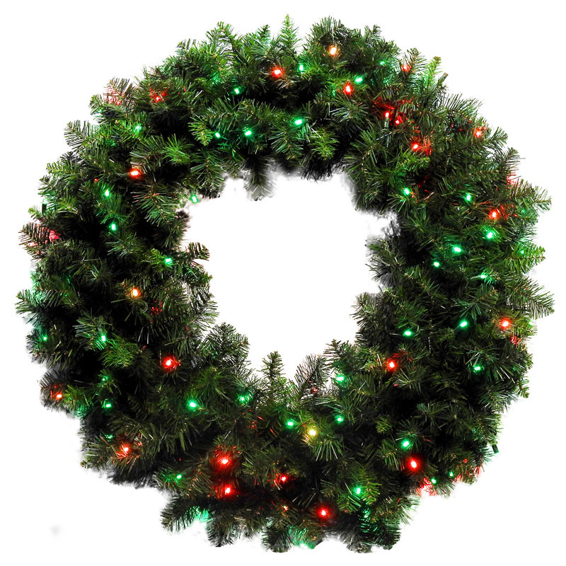 Faux Lighted Fir Wreath, 31" H x 10" W x 31" D