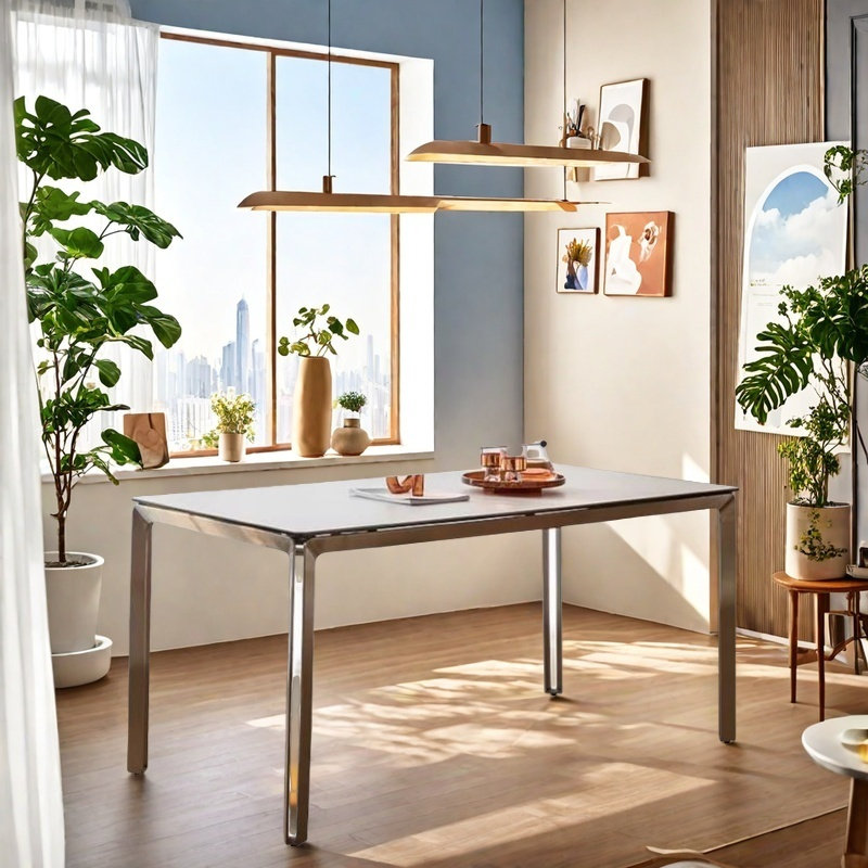 Table de salle à manger élégante avec des caractéristiques solides., H 29,53 po x L 70,87 po x l 35,43 po