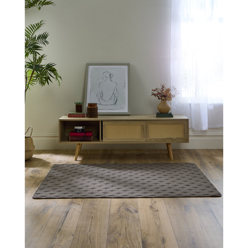 My Mat Sculptured Washable Basketweave Mink Rug, Rectangle 200 x 290cm