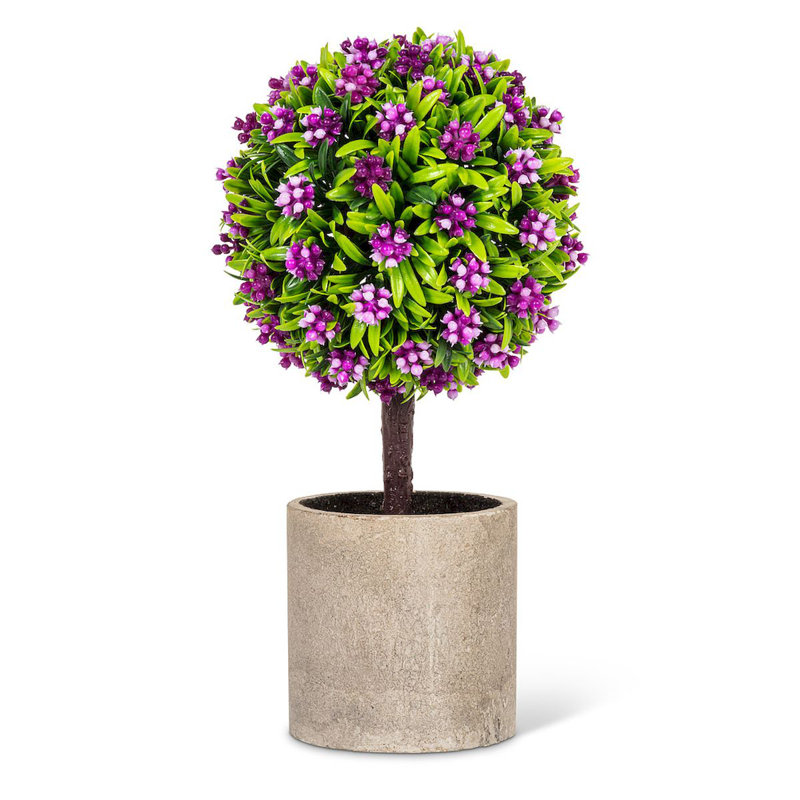9.5'' Faux Flowering Topiary in Pot, Pink/Green