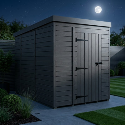Total Sheds 6ft x 10ft Composite Pent Garden Shed - Single Door - No Windows - EPDM Rubber Roof - UK Manufactured