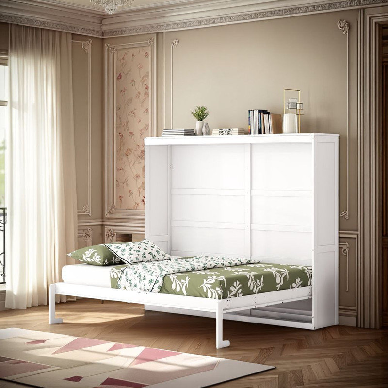 «Armoire murale grand lit escamotable» Conception pliable peu encombrante - Capacité de 600 lb, Blanc