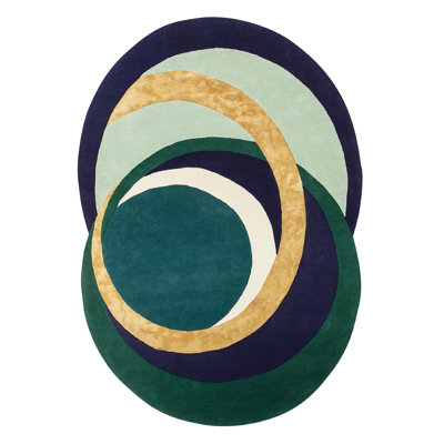 Alliances Abstract Area Rug in Green/Blue/Gold