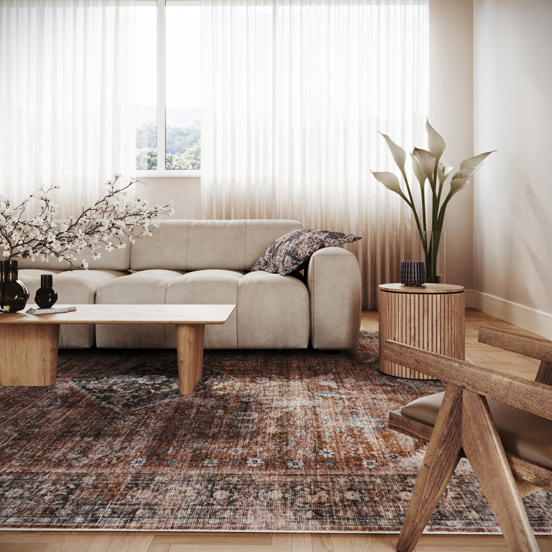  Orielle Medallion Traditional Washable Area Rug, Rectangle 5' x 8'