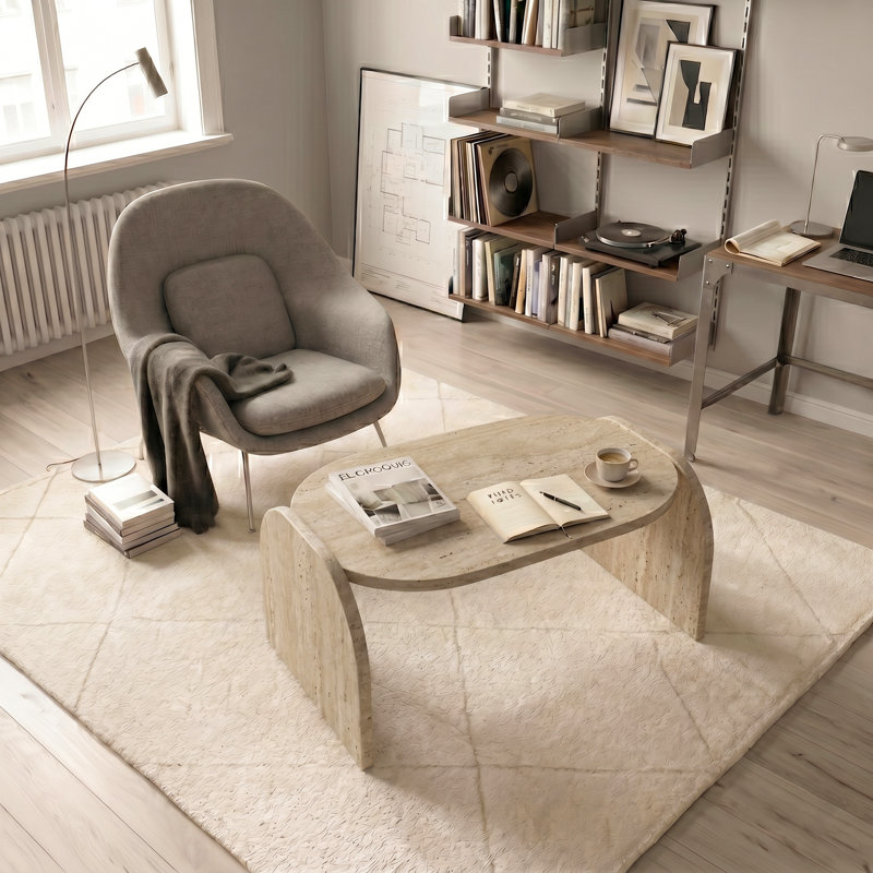 Monde Standard Coffee Table, Travertein