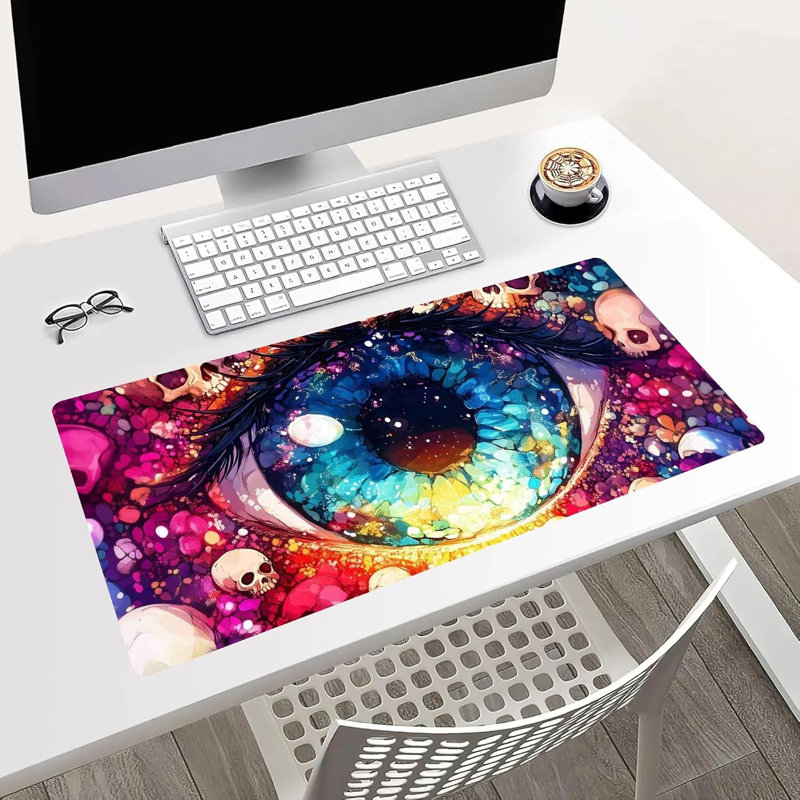Tapis de souris Yeux Crâne, tapis de bureau étendu, décor de bureau pour les fêtes, 30 x 70 cm