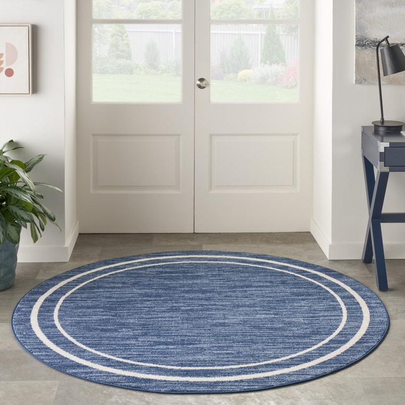 Tapis intérieur / extérieur bleu marine Nourison Essentials, Rond 6 pi
