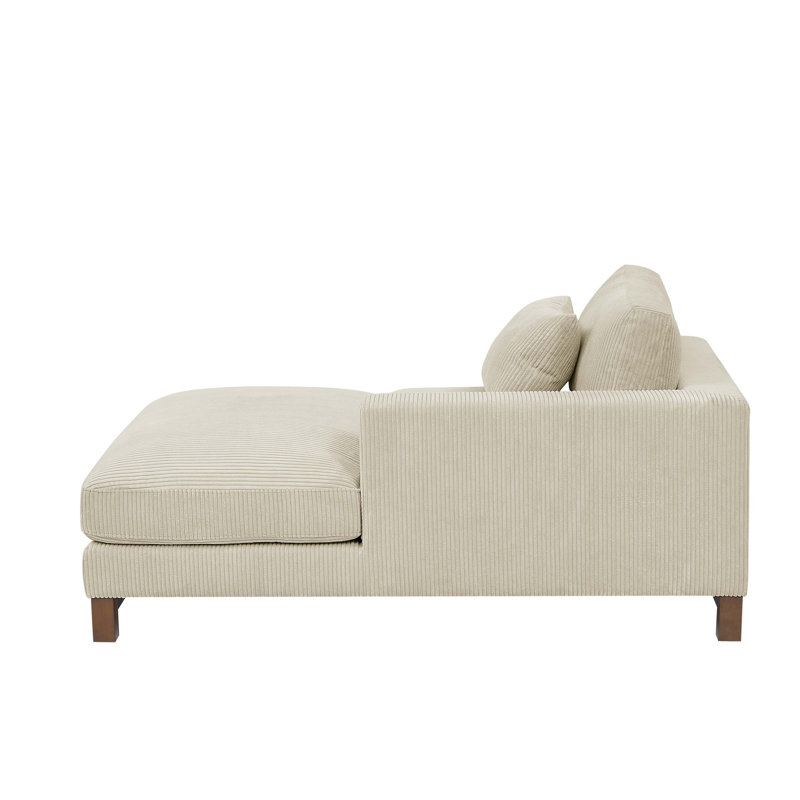 Chaise longue rembourrée Jadda, Accoudoir à droite (vu de face), Velours côtelé crème