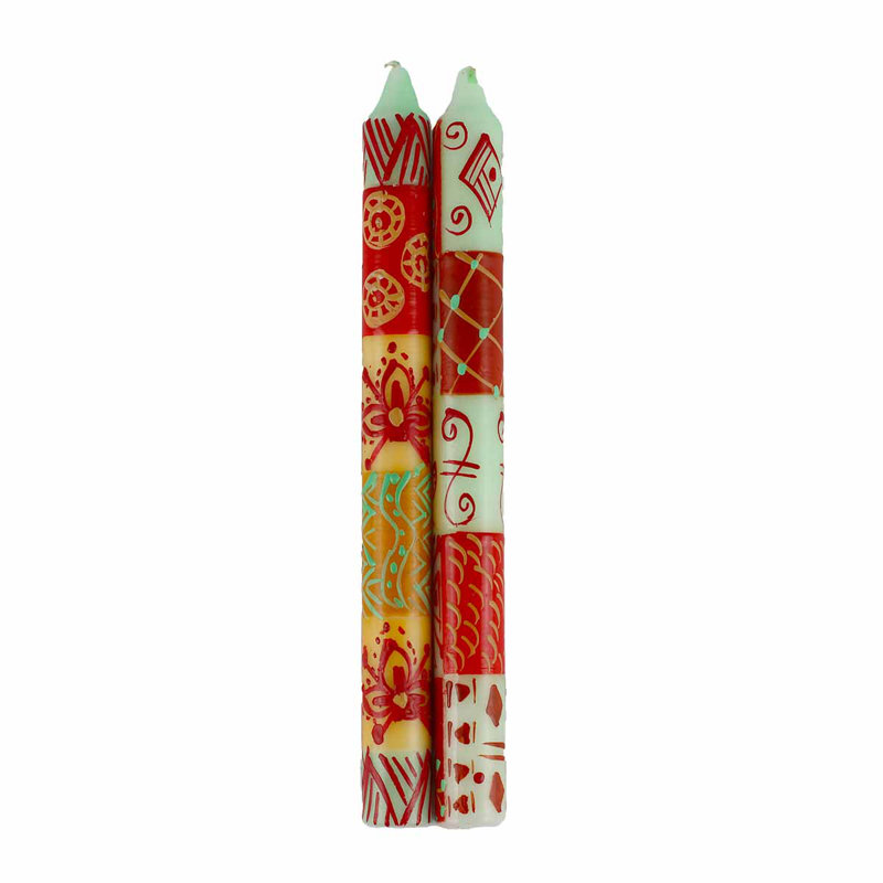 Unscented Taper Candle, Cyan/Red/Yellow