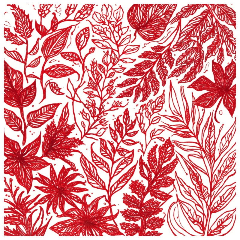 Red Botanical Illustrations Double Sided Throw Pillows, 16 x 16 inches