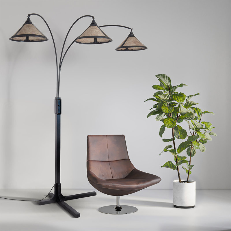 Mica 3 Light Arc Floor Lamp - 86", Mineral Mica, Dimmer Switch, Dark Gray