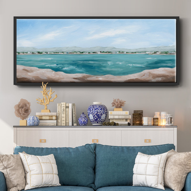 Turquoise Isle III - toile encadrée, H 20 po x l 50 po