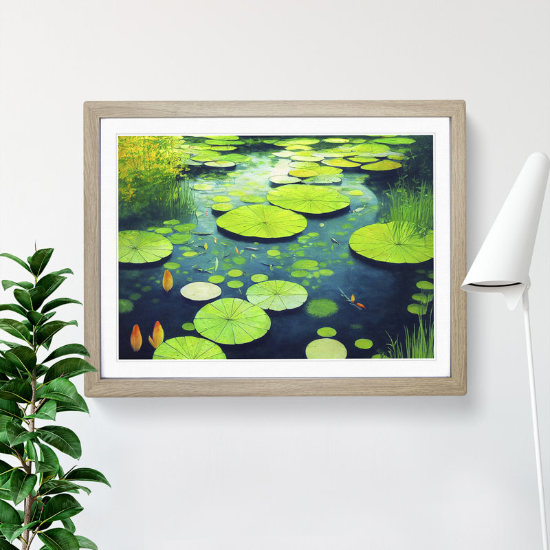 Impactful Pond - Single Picture Frame Print, 46cm H x 64cm W x 2cm D, Oak