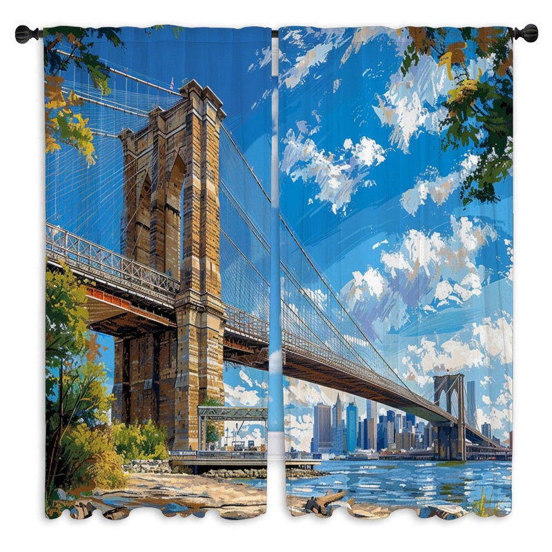 Rideaux de fenêtre Brooklyn Bridge, L 20 po x L 61 po