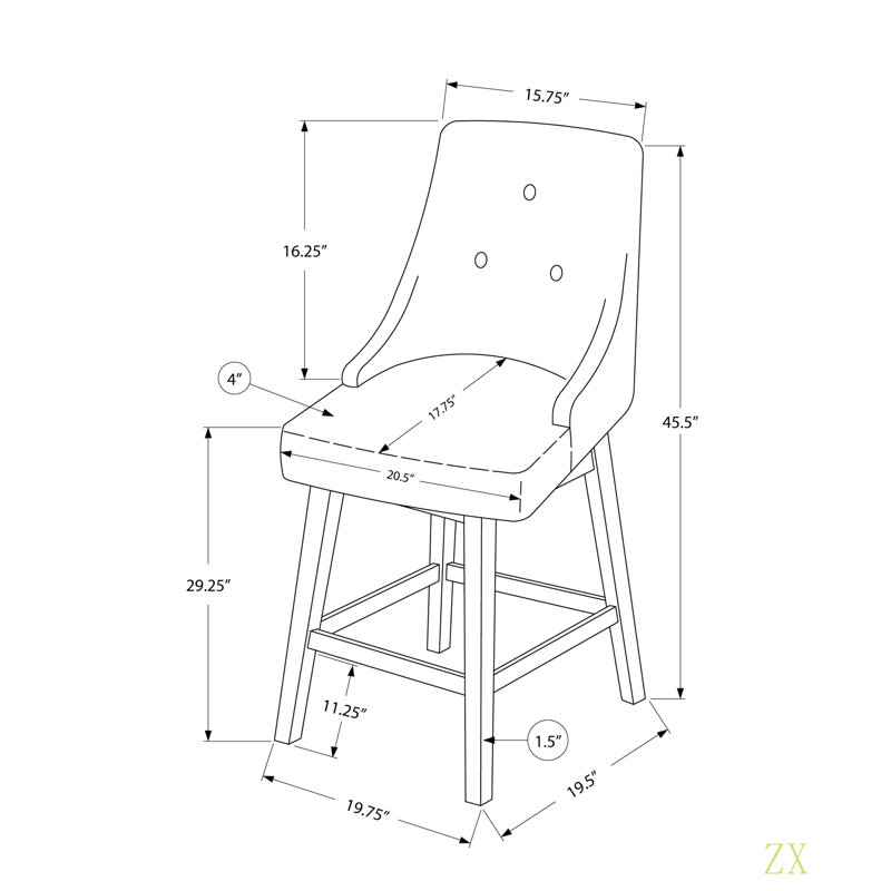 Tabouret de bar, ensemble de 2, pivotant, hauteur de bar, aspect cuir et bois, transitionnel