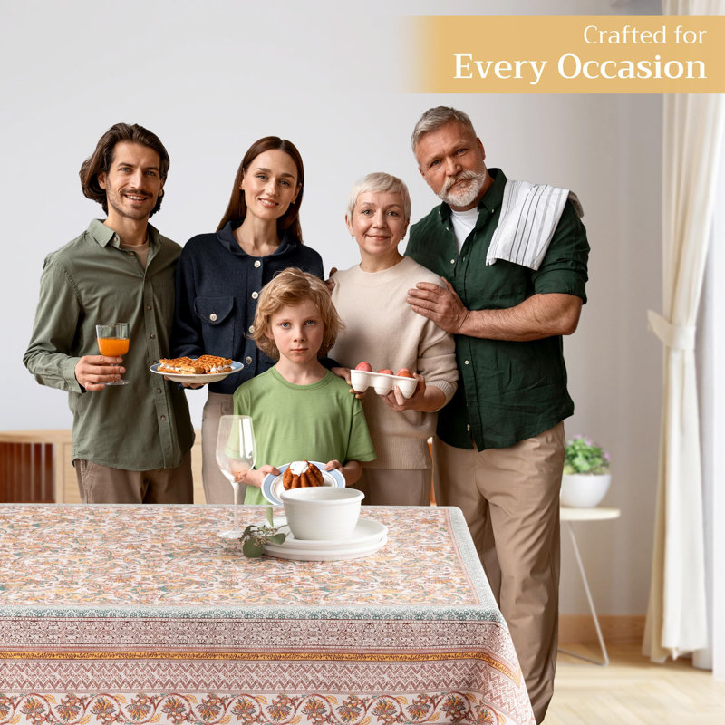 Maison d' Hermine Table Cloth Rectangle Table 100% Cotton 70 x 120 Inches Fall Tablecloth Reusable Everyday Use for Thanksgiving Christmas Decorations Dining Farmhouse Party (Nila)