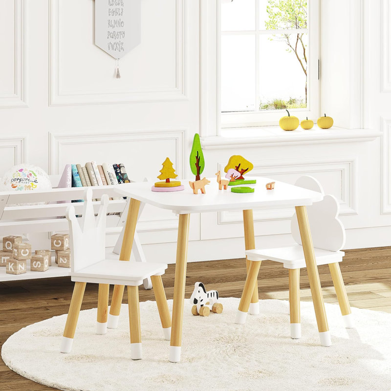 Ensemble de table pour enfants avec 2 chaises, ensemble de table et de chaises pour enfants, ensemble de table et de chaises pour enfants 3 pièces, table et chaises pour tout-petits, blanc