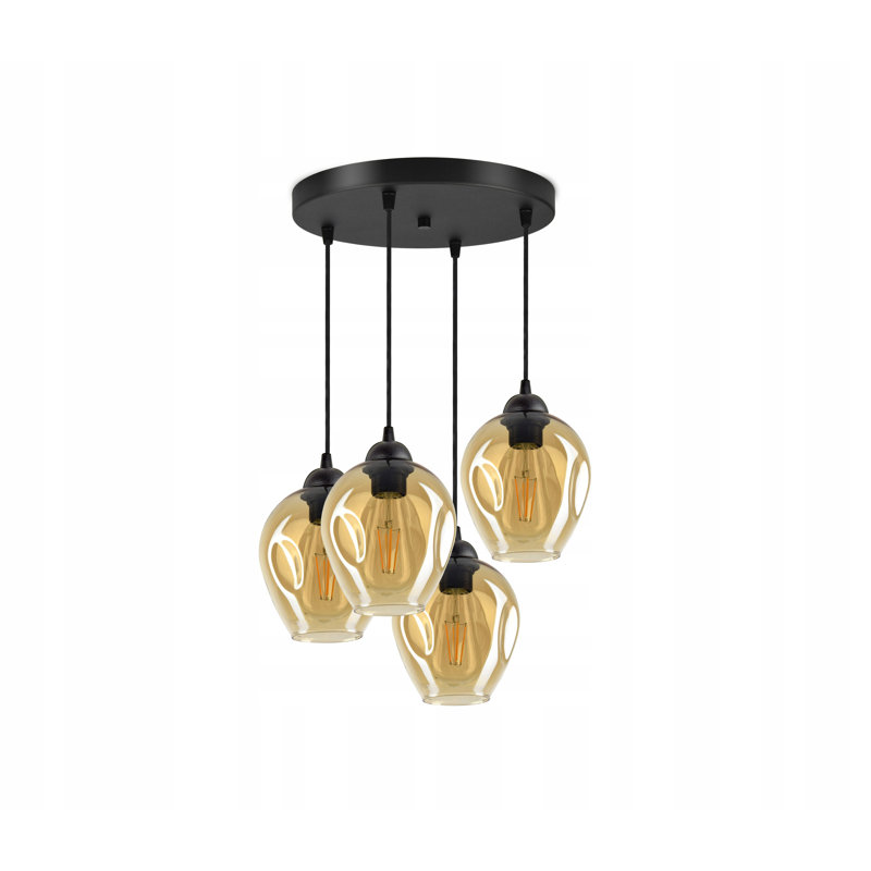 Thame 4 - Light Black Cluster Pendant, Honey
