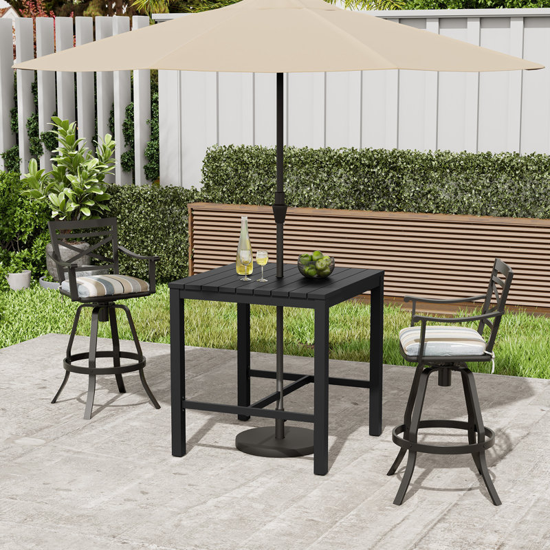 Patio 35" Square Bar Table With Umbrella Hole