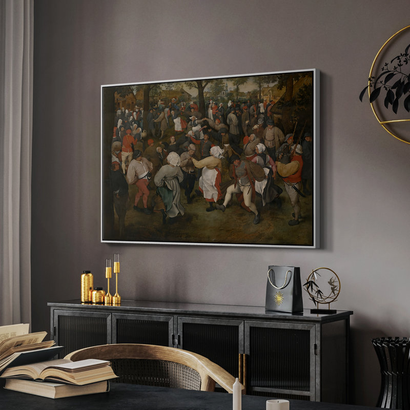 La danse du mariage, v. 1566-Peter Bruegel l'Ancien, toile tendue avec châssis, 26 x 40, Blanc