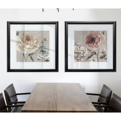 «Blush In Bloom I», ensemble de 2 peintures encadrées
