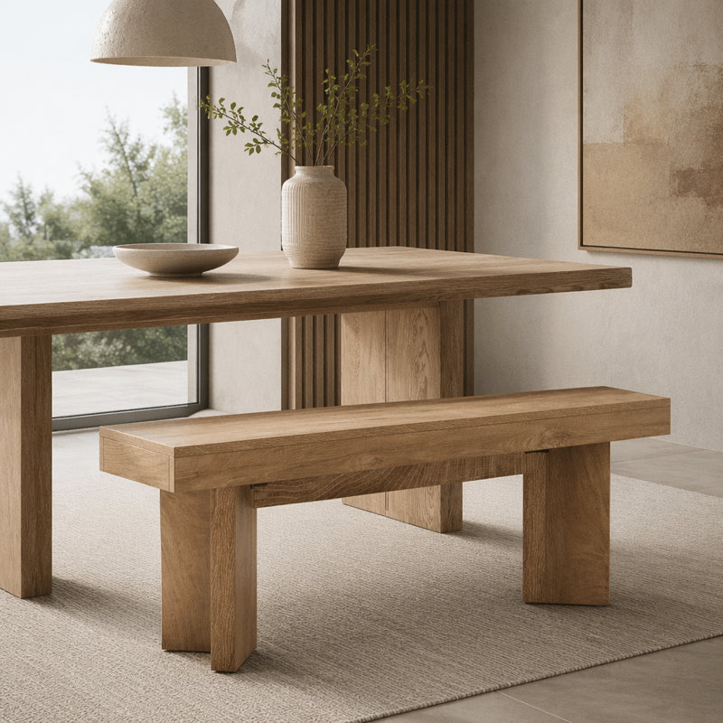 Banc de salle à manger robuste avec base triangulaire pour sièges de cuisine et décoration intérieure durable