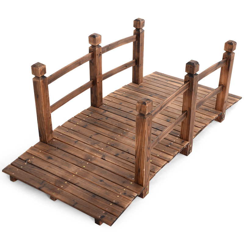 Halford Solid Fir Wood Garden Bridge, Brown