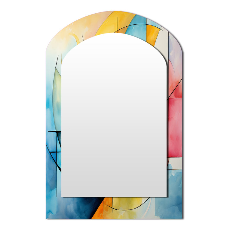 Cubes de couleurs douces II - miroir décoratif géométrique asymétrique, 43 po x 33 po