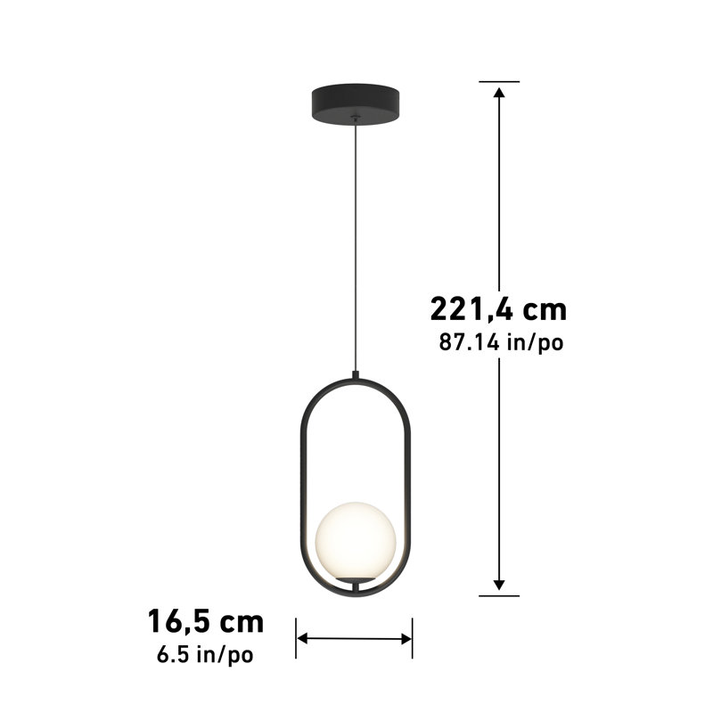 Branchburg 1 - Light Matte Black LED Sphere Pendant