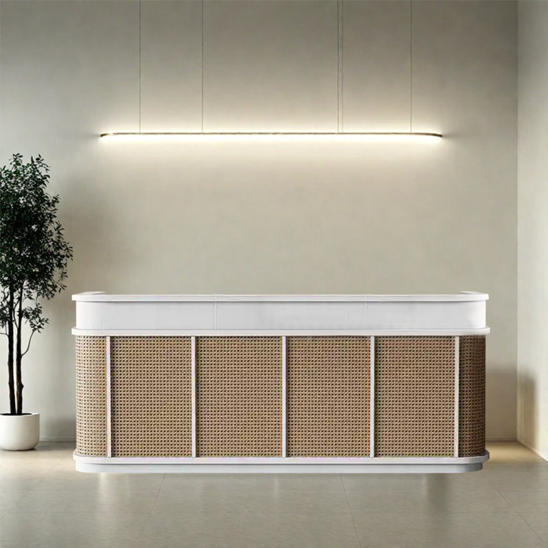 Réception rectangulaire moderne, support pour hôtesse, Blanc