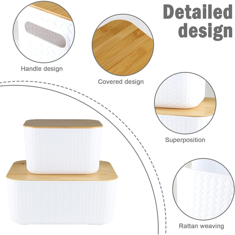 Potato And Onion Storage Bin Set,Vegetable Storage For Onion And Potato Storages Bins,Kitchen Storages Organization With Bamboo Lid&Handle