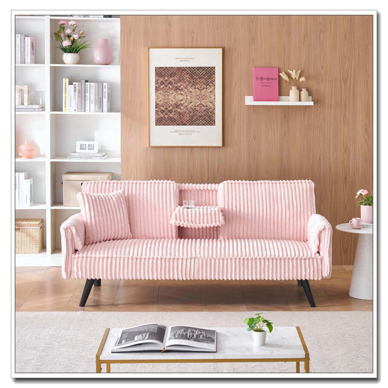 Canapé en velours côtelé de style minimaliste, Rose