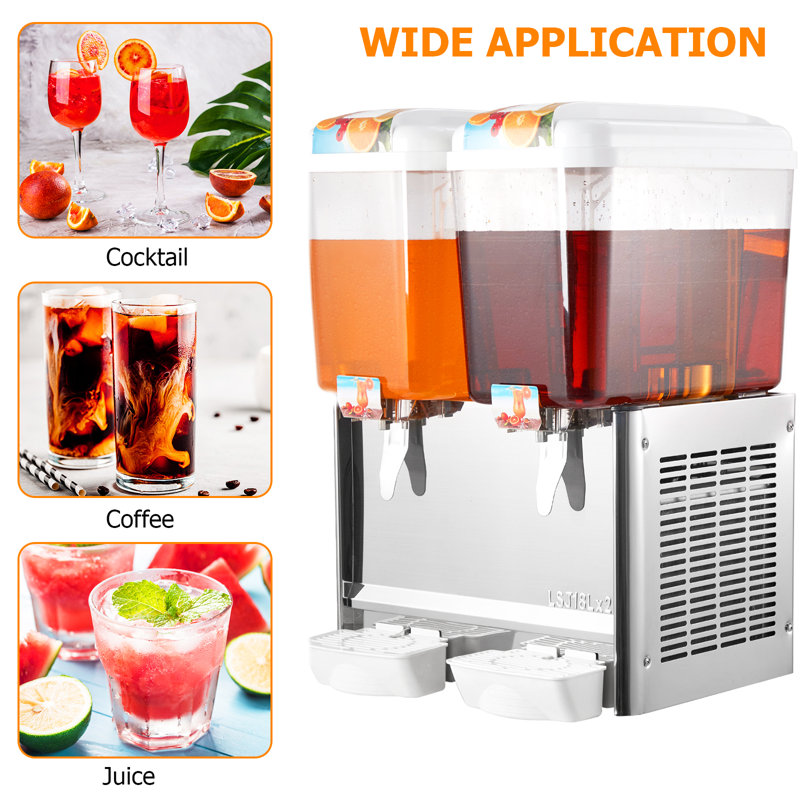 Silver Stainless Steel Dual Tank Commercial Beverage Dispenser