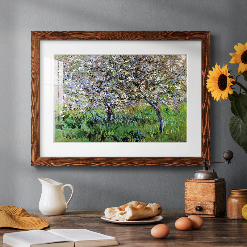 Pommiers en fleurs à Giverny, 1900, Cadre érable, H 22 po x l 32 po x P 1,5 po
