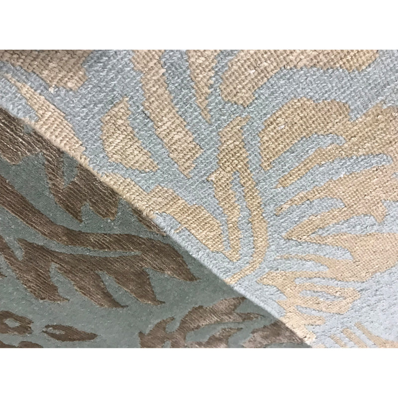 Himalayan Art Damask Area Rug in Blue, Rectangle 9'3" x 12'3"