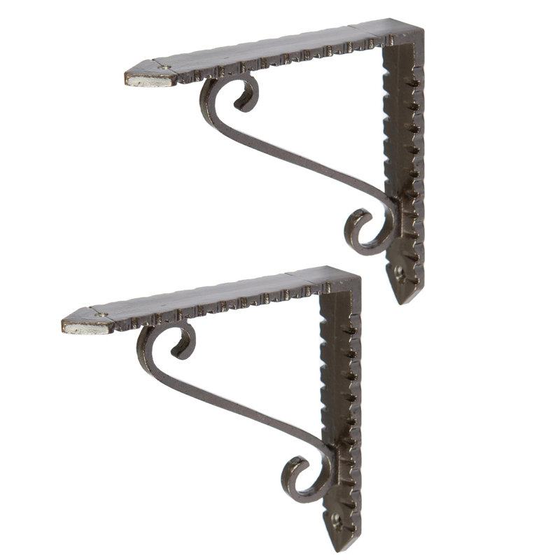 Hammer & Tongs - Notched Scroll Iron Shelf Bracket - D105mm - Raw