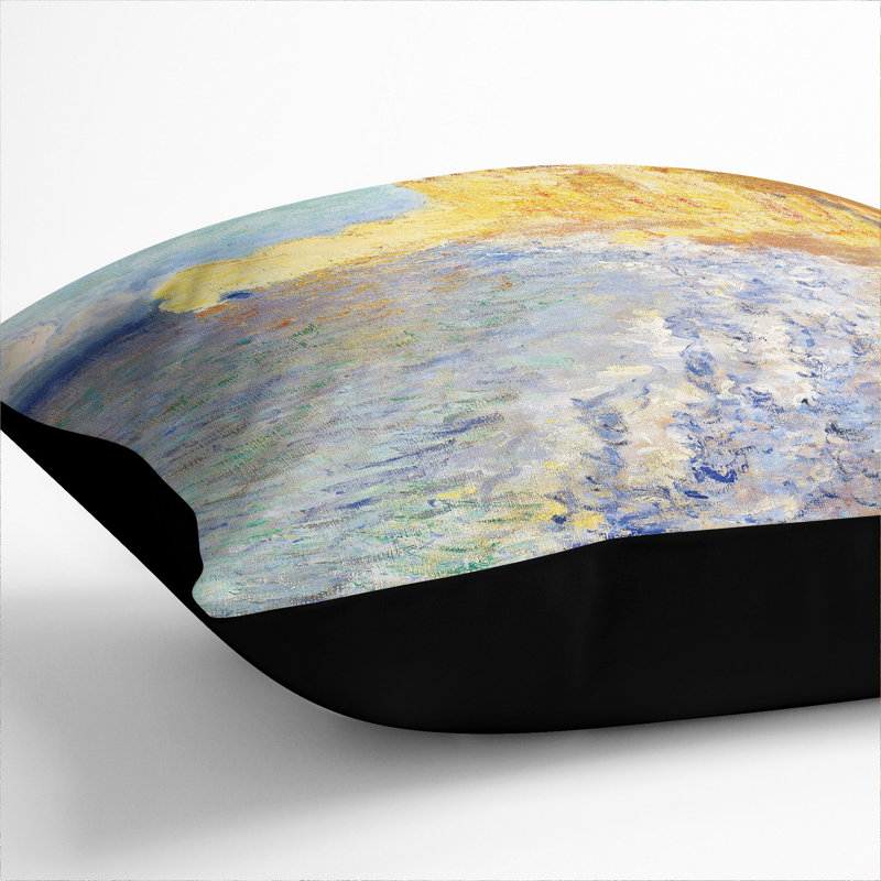 Morning In Etretat Square Throw Cushion, Black, 40cm H x 40cm W x 15cm D