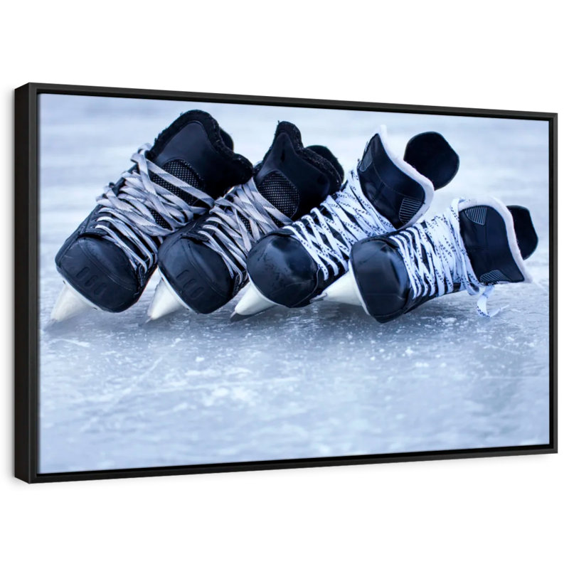Hockey Skates On Ice Canvas Print, 9" H x 13" W