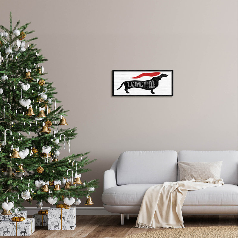 Drôle de chien coquin Feliz à -265, Giclée encadrée noir minuit, H 10 po x l 24 po x P 1,5 po