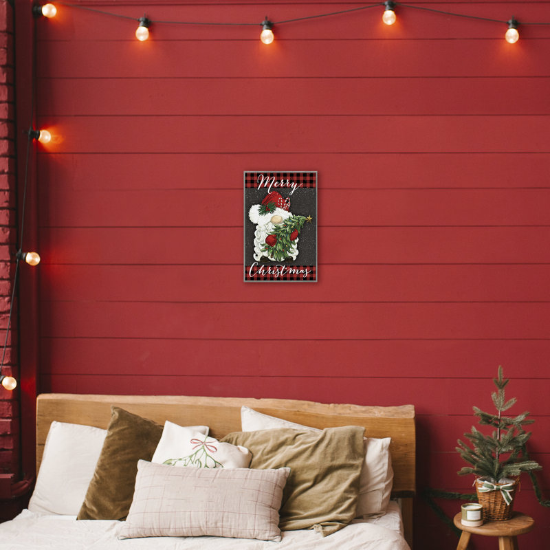 «Merry Christmas Gnome & Plaid», dessin par Dogwood Portfolio, H 18 po x l 12 po, Estampe numérique Farmhouse