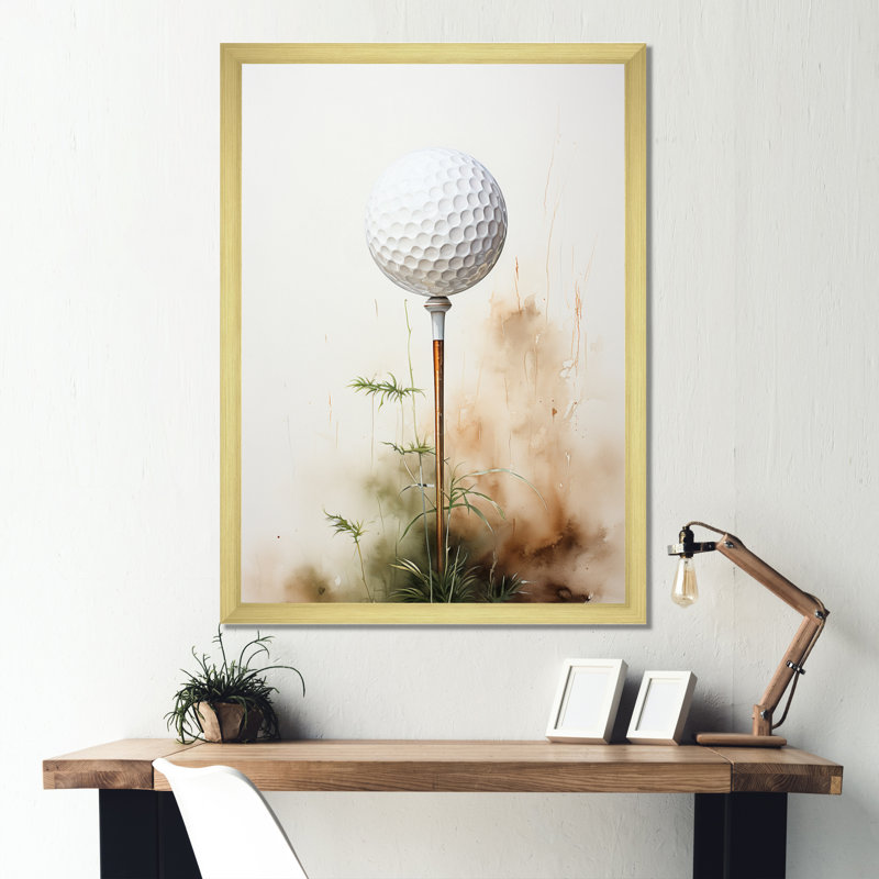«Sheedy Minimalisme Golf Tees» - art mural encadré de golf, Encadrement doré, H 20 po x l 12 po x P 1 po